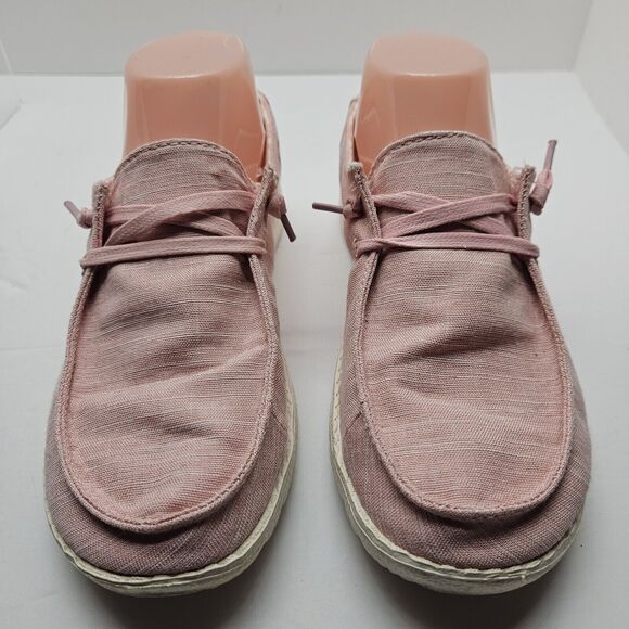 Hey Dude Shoes Wendy Linen Pink Slip On Shoes Boat Shoes L6 Y5 - Picture 3 of 7
